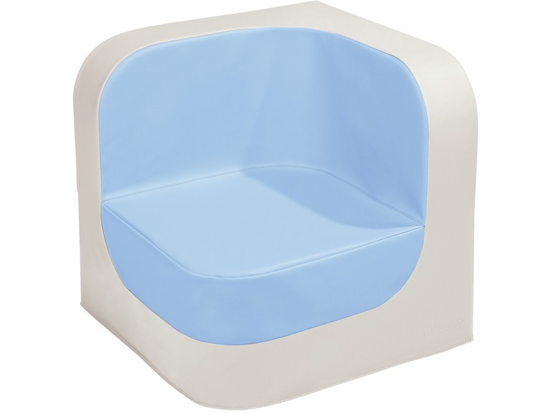 Kinder-Ecksessel Club aus Schaumstoff, Sitzhöhe 25 cm, hellblau/elfenbein