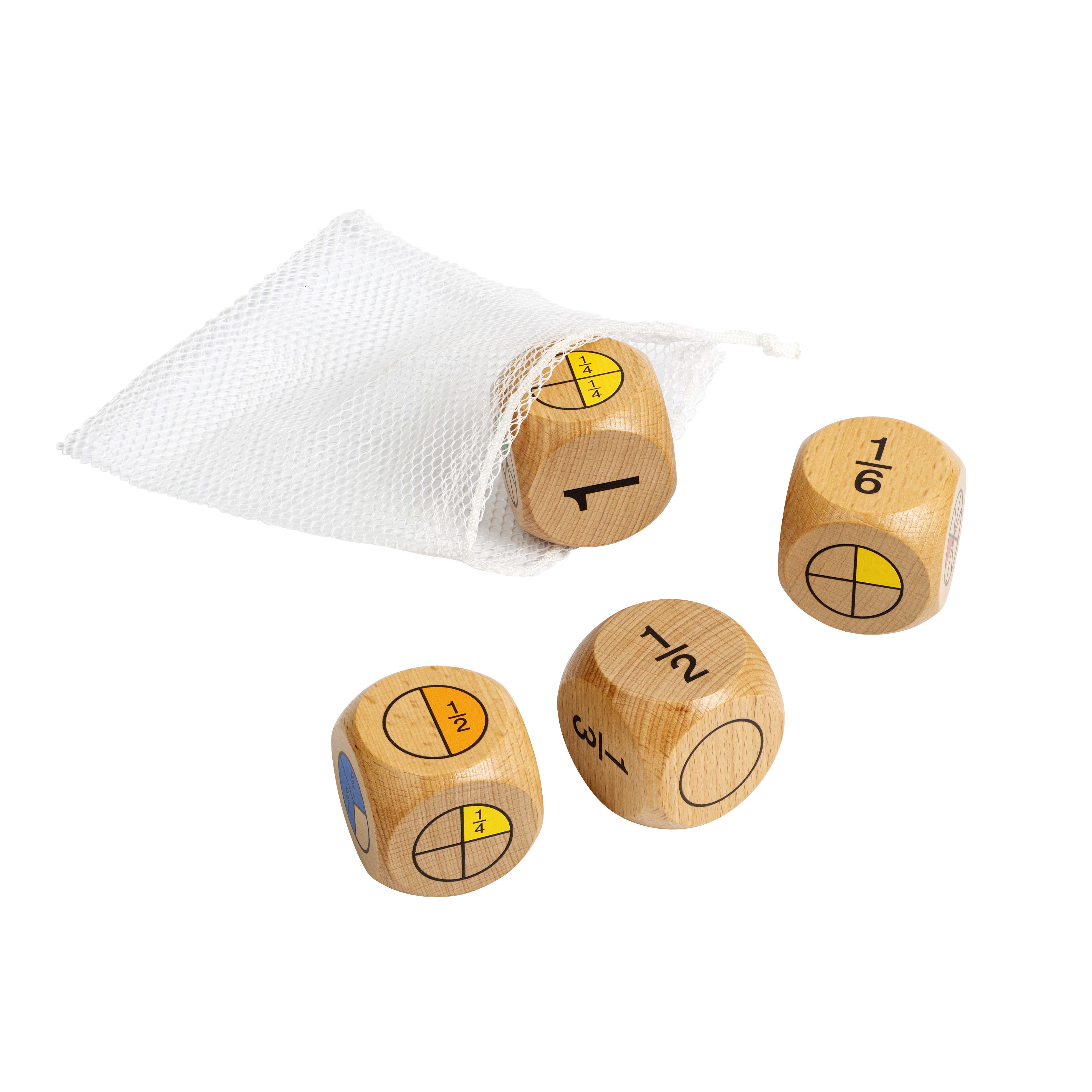 Bruchwürfel-Set, 4 Stück - Brüche erkennen bis 1/8