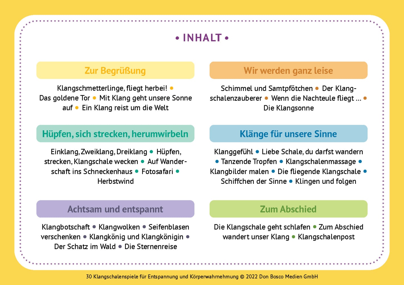 30 Klangschalenspiele für Entspannung und Körperwahrnehmung, 4-10 Jahre