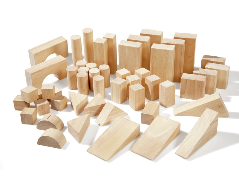 Holzbausteine groß, 50 Teile, für Bauecke und Freispiel, ab 3 Jahren, natur