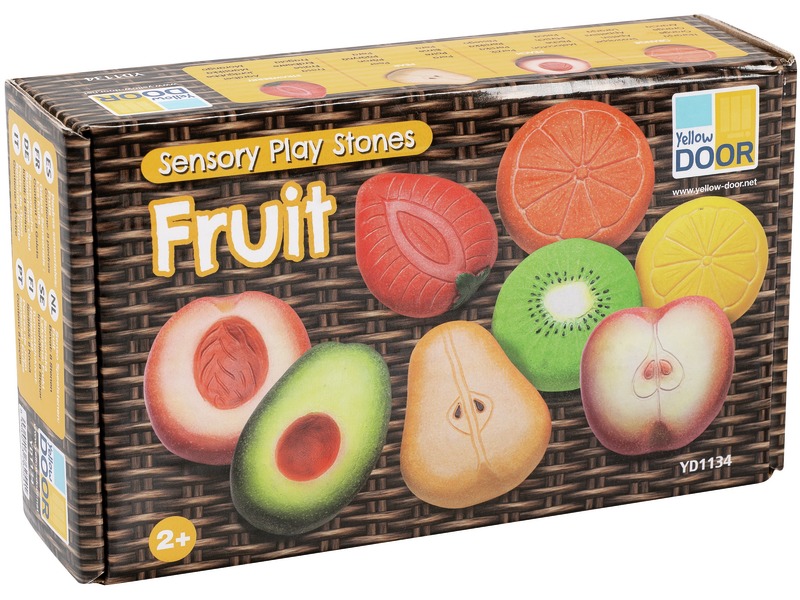 Sensorisches Obst aus Stein, 8 Stück, für drinnen und draußen, ab 2 Jahren