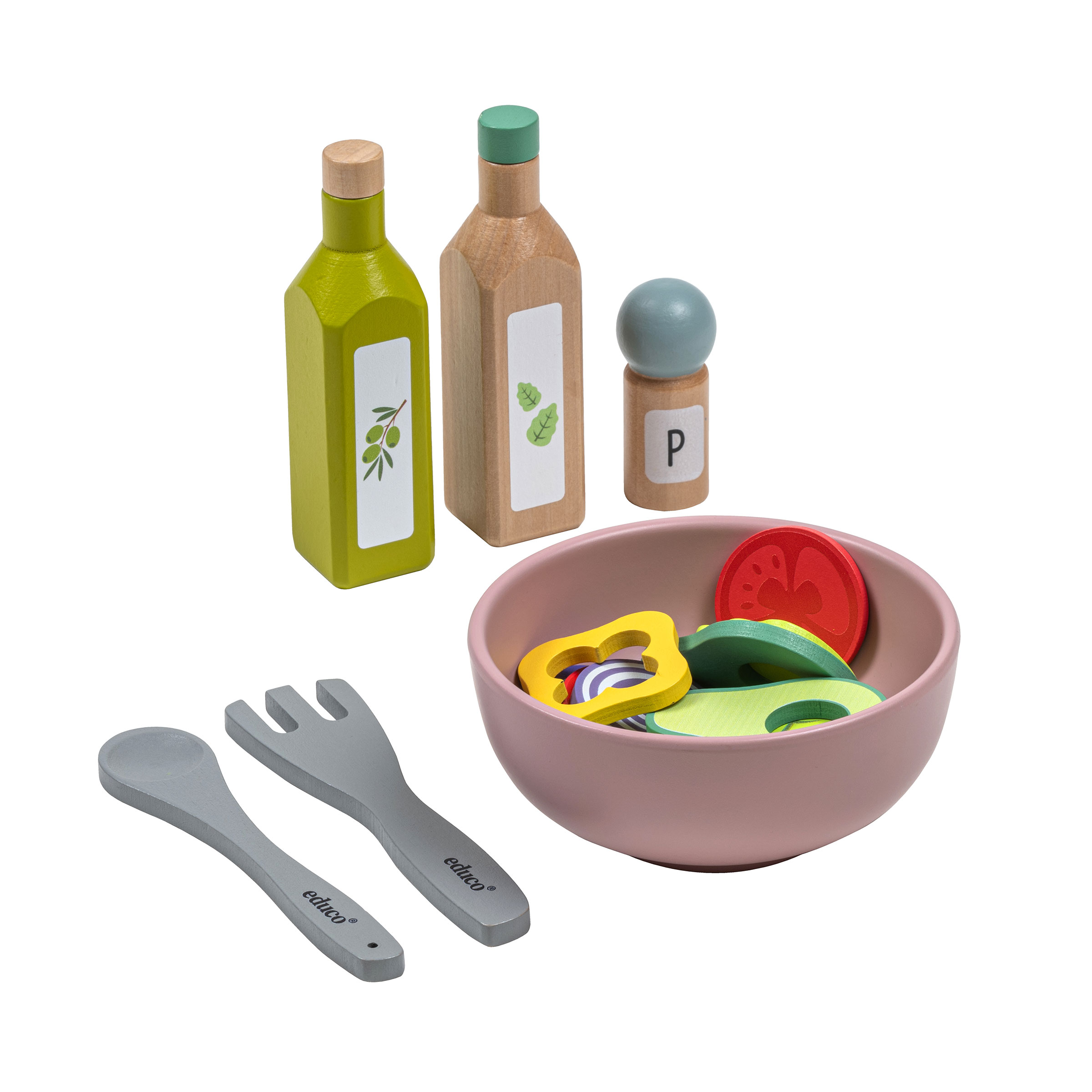 Salatset für die Kinderküche, 19-teilig, Holz