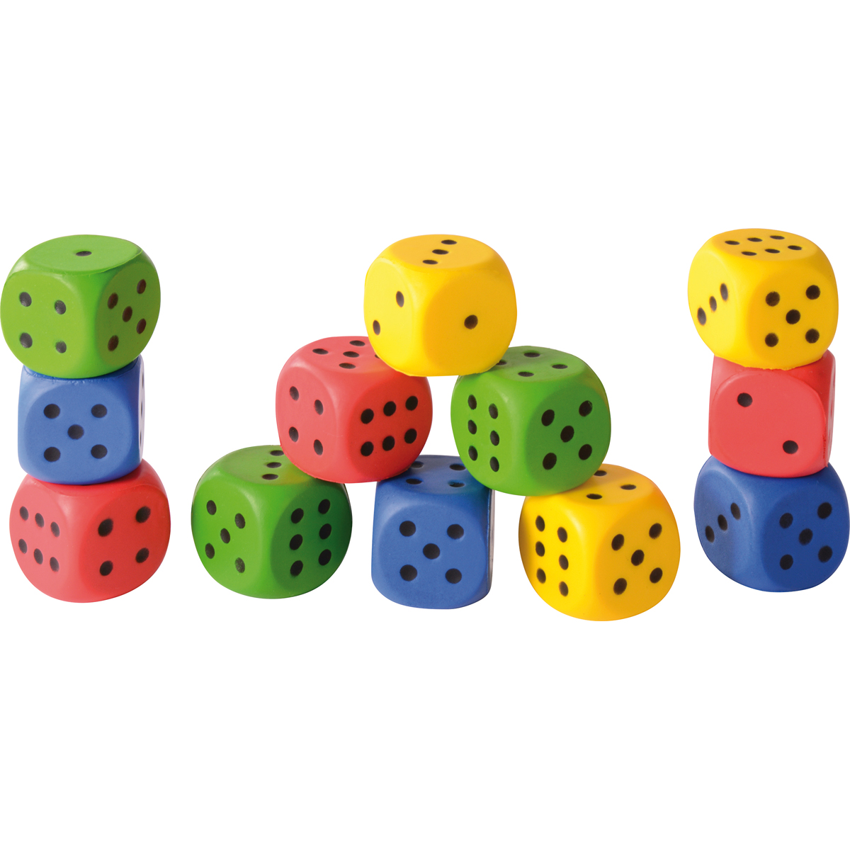 Knautschwürfel 4 cm, 12er Set, weiche Spielwürfel, ab 3 Jahre