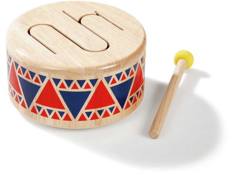 Holztrommel mit Schlägel, kompaktes Rhythmusinstrument, ab 2 Jahren