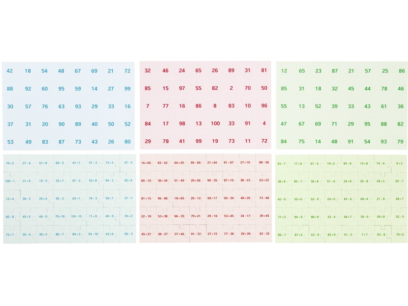 Mathematik-Puzzles Addition und Subtraktion bis 100, 3 Stück, ab 7 Jahren