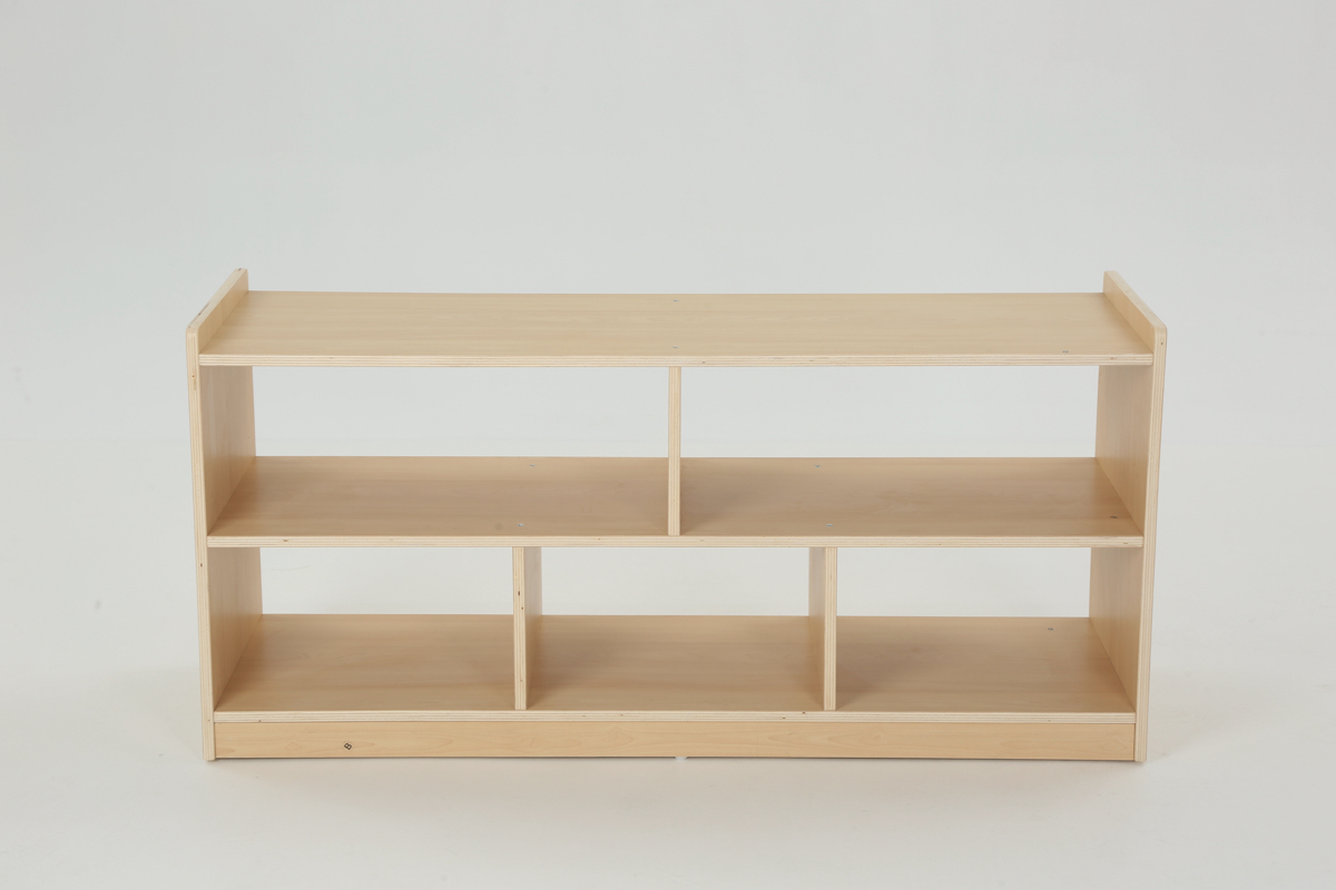 Kinder-Regal, Raumteiler, niedrig, Gerade, 5 Fächer, 120x39x57 cm, Ahorn