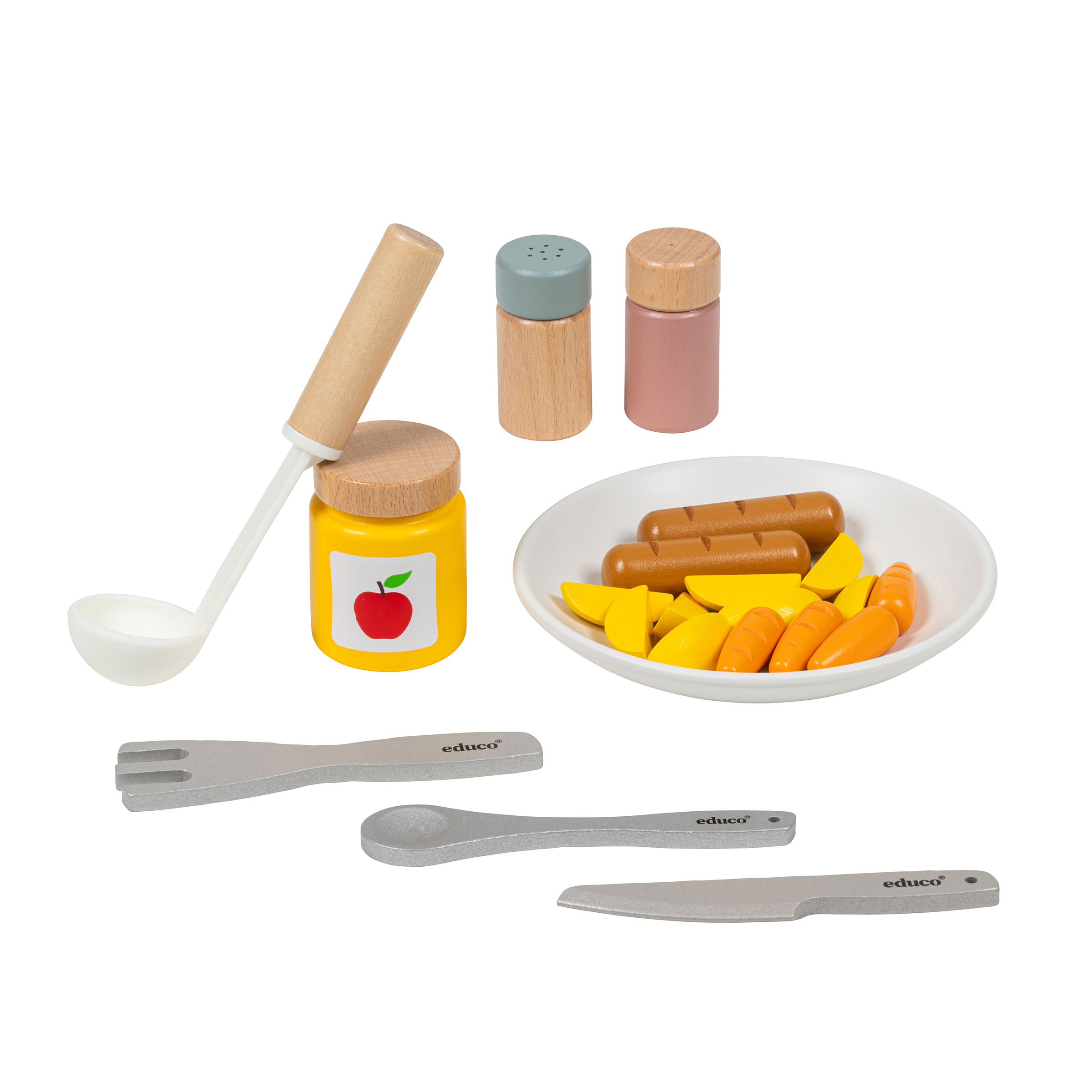Abendessenset für die Kinderküche, 22-teilig, Holz