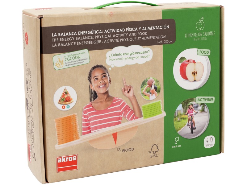 Ernährungsspiel Die Energiewaage mit Holzwaage und Spielmarken, ab 4 Jahren