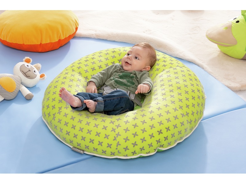 Babykissen Kuschelnest mit Gurt und Samtbezug, Ø 65 cm, ab 0 Jahren, elfenbein