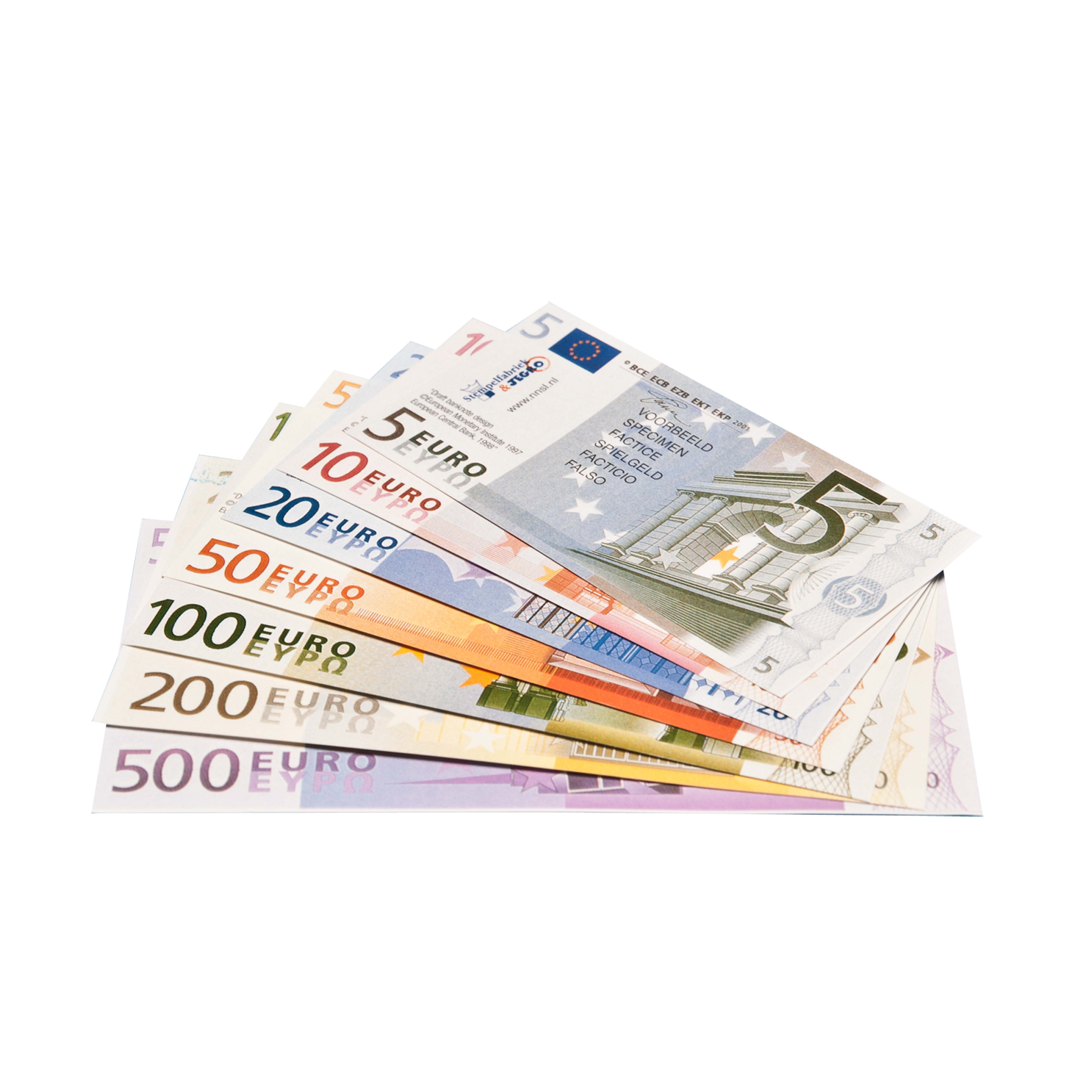 Euro-Spielgeld Scheine-Set, 130 Stück, reißfest