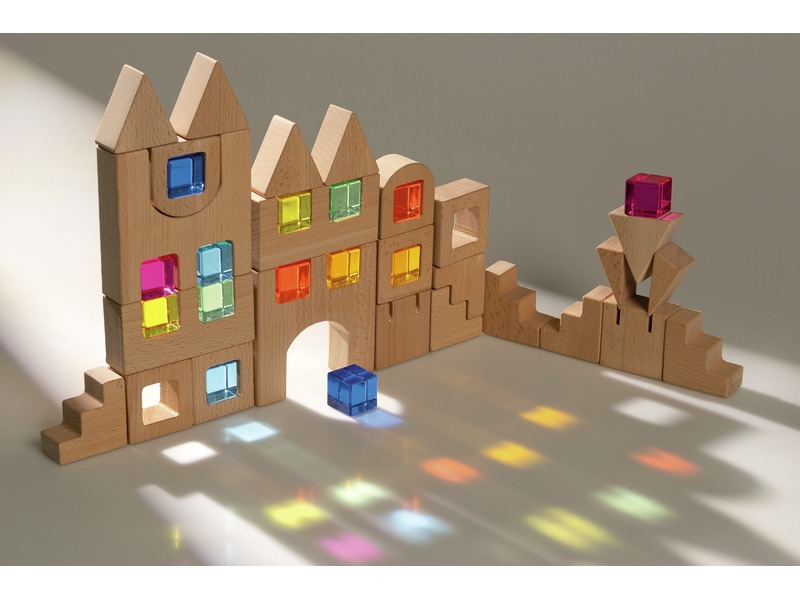 Bausteine lichtdurchlässig aus Holz und Kunststoff, ab 3 Jahren