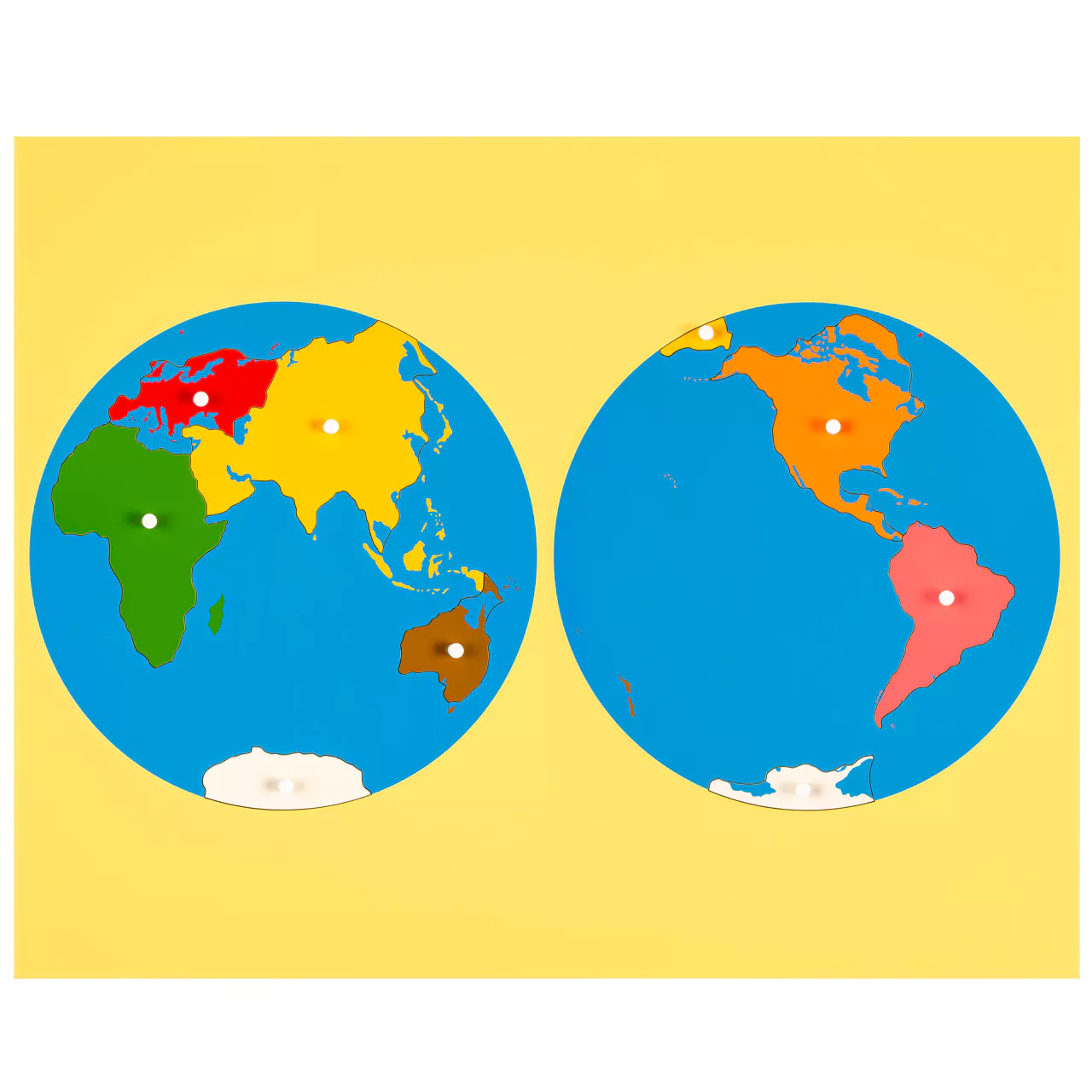 Puzzlekarte Erdteile: Blick auf Asien - Montessori Geographie