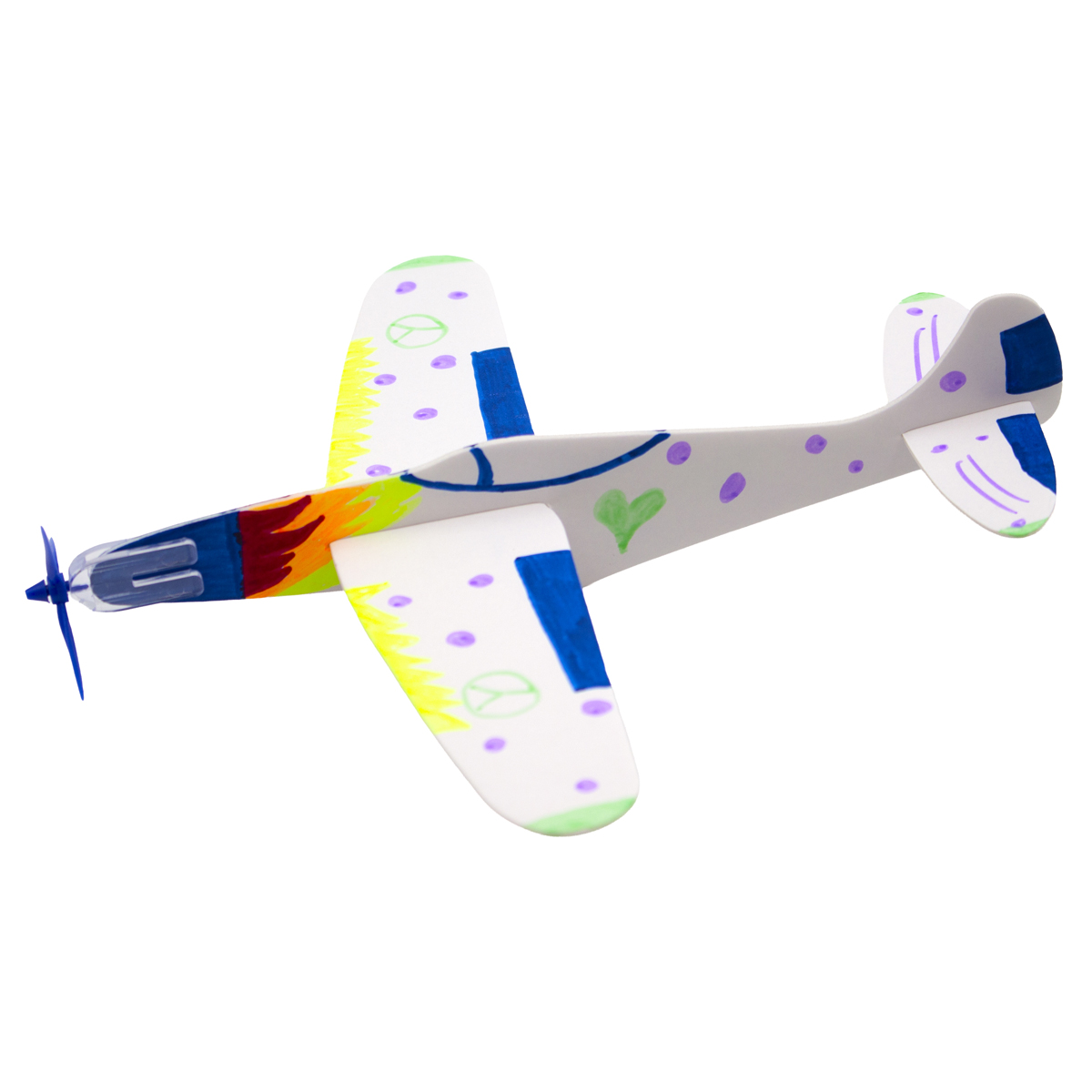 Styro Flieger 12er Set, 19 x 19 cm, bemalbar, Propeller und Klammer inkl