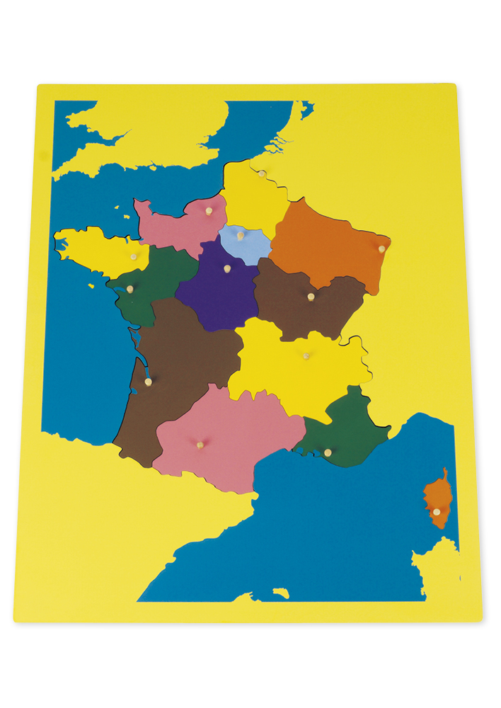 Montessori Puzzlekarte Frankreich, 13 Regionen