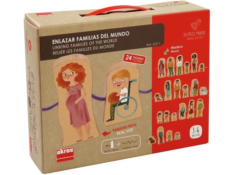 Fädelspiel Familien der Welt aus Holz, 24 Figuren, ab 3 Jahren
