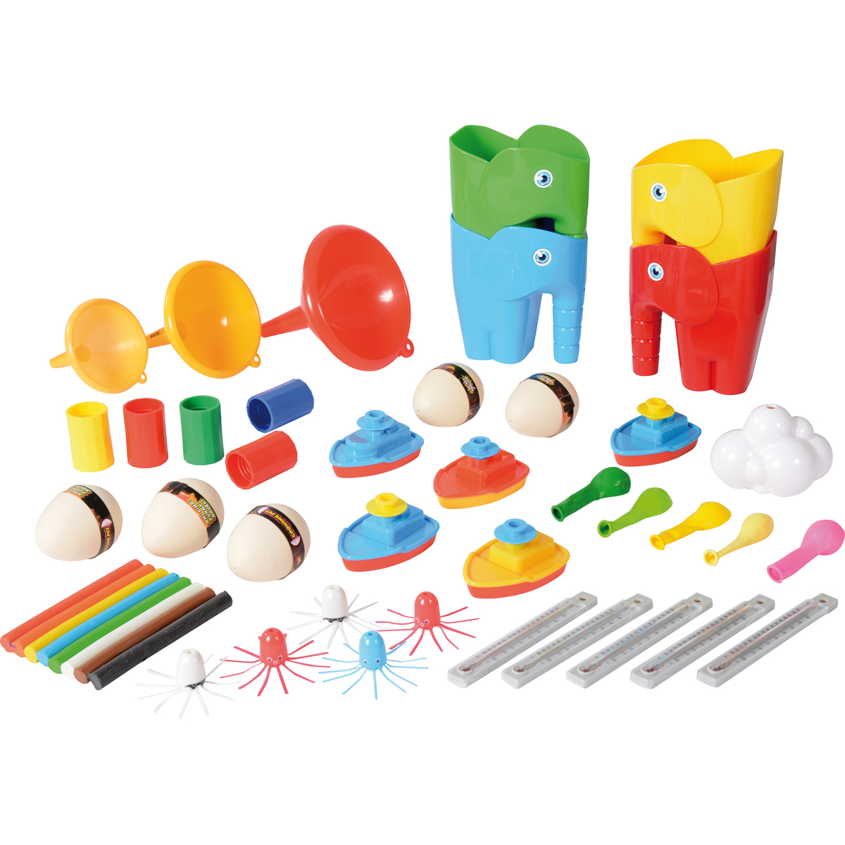Wasserexperimente Set, 15 l Box, Trichter Thermometer Ballonboote, ab 3 Jahren