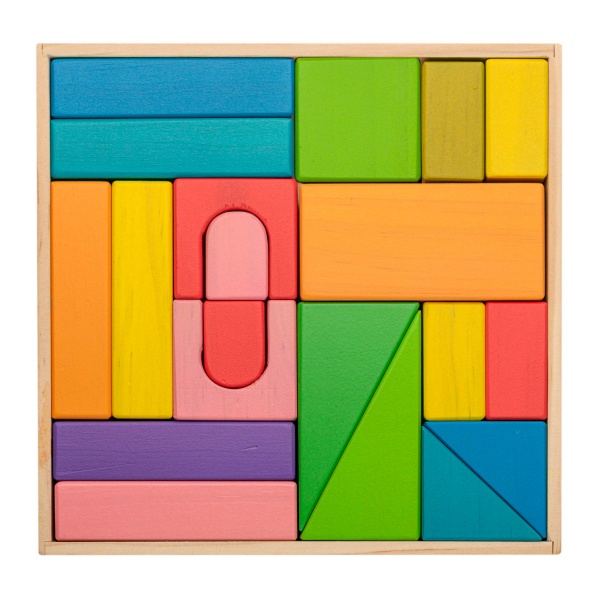 Holzbausteine-Set, bunt, 21-teilig