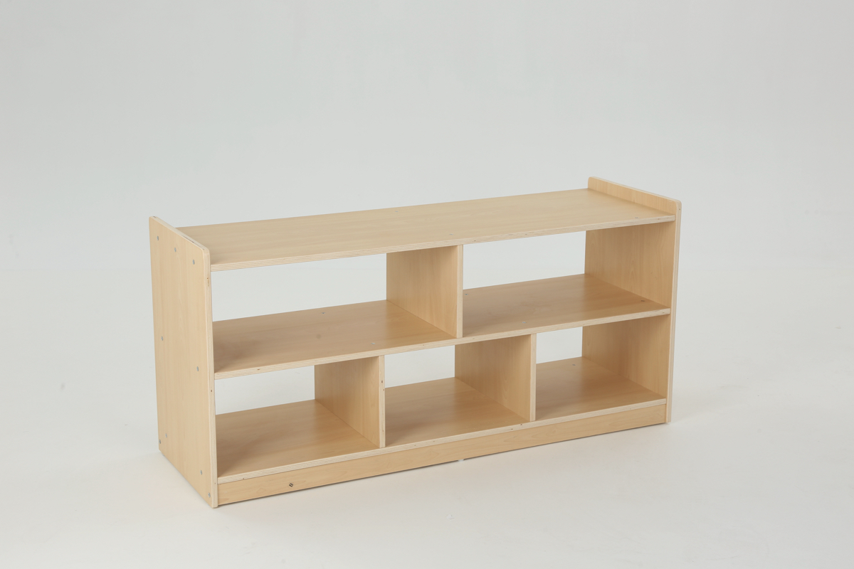 Kinder-Regal, Raumteiler, niedrig, Gerade, 5 Fächer, 120x39x57 cm, Ahorn