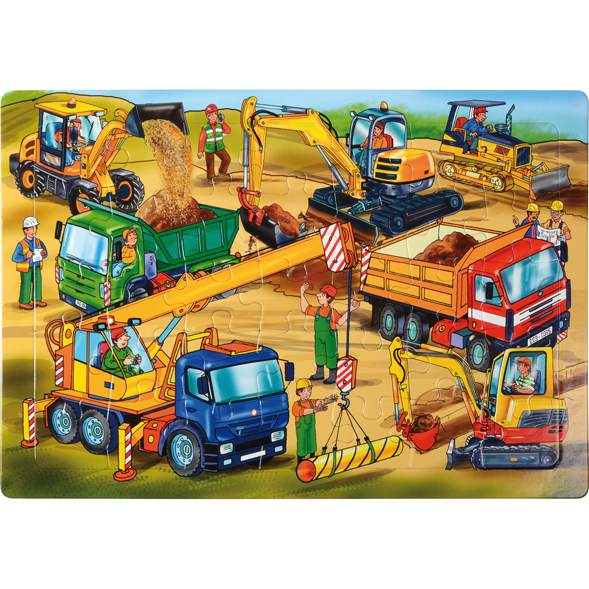 Puzzle Baumaschinen 35 Teile, 45 x 30 cm, Bilderpuzzle für Kinder, ab 3 Jahre