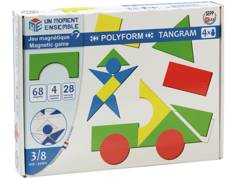 Magnetisches Legespiel Polyform Tangram, 68 Formen, 28 Vorlagen, ab 3 Jahren