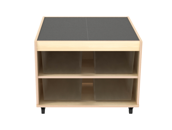 Bausteinwagen für Klemmbausteine, 4 Fächer, mit Rollen, aus Holz, 87x84x60 cm, Ahorn