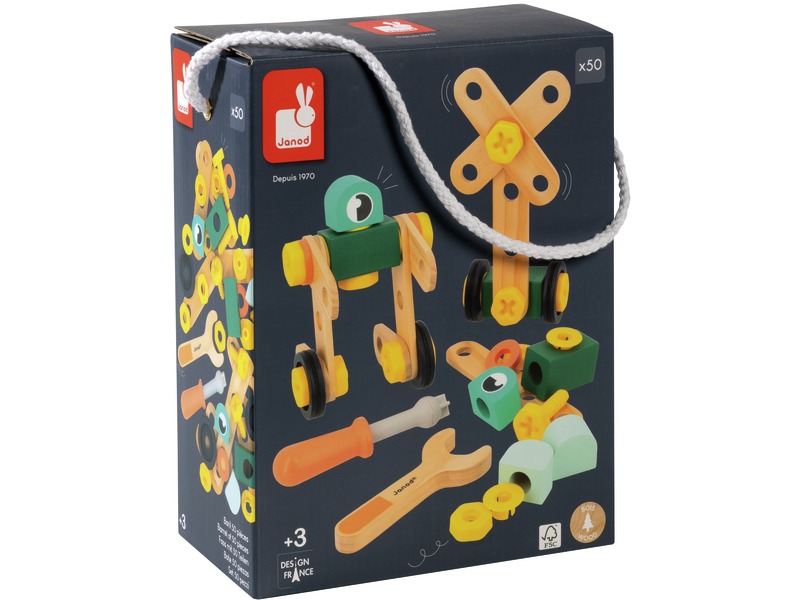 Bauspiel Brico Kids zum Schrauben aus Holz, 50 Teile, ab 3 Jahren