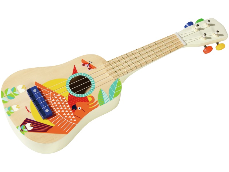 Kinder-Ukulele aus Holz für erste Musikversuche, ab 3 Jahren