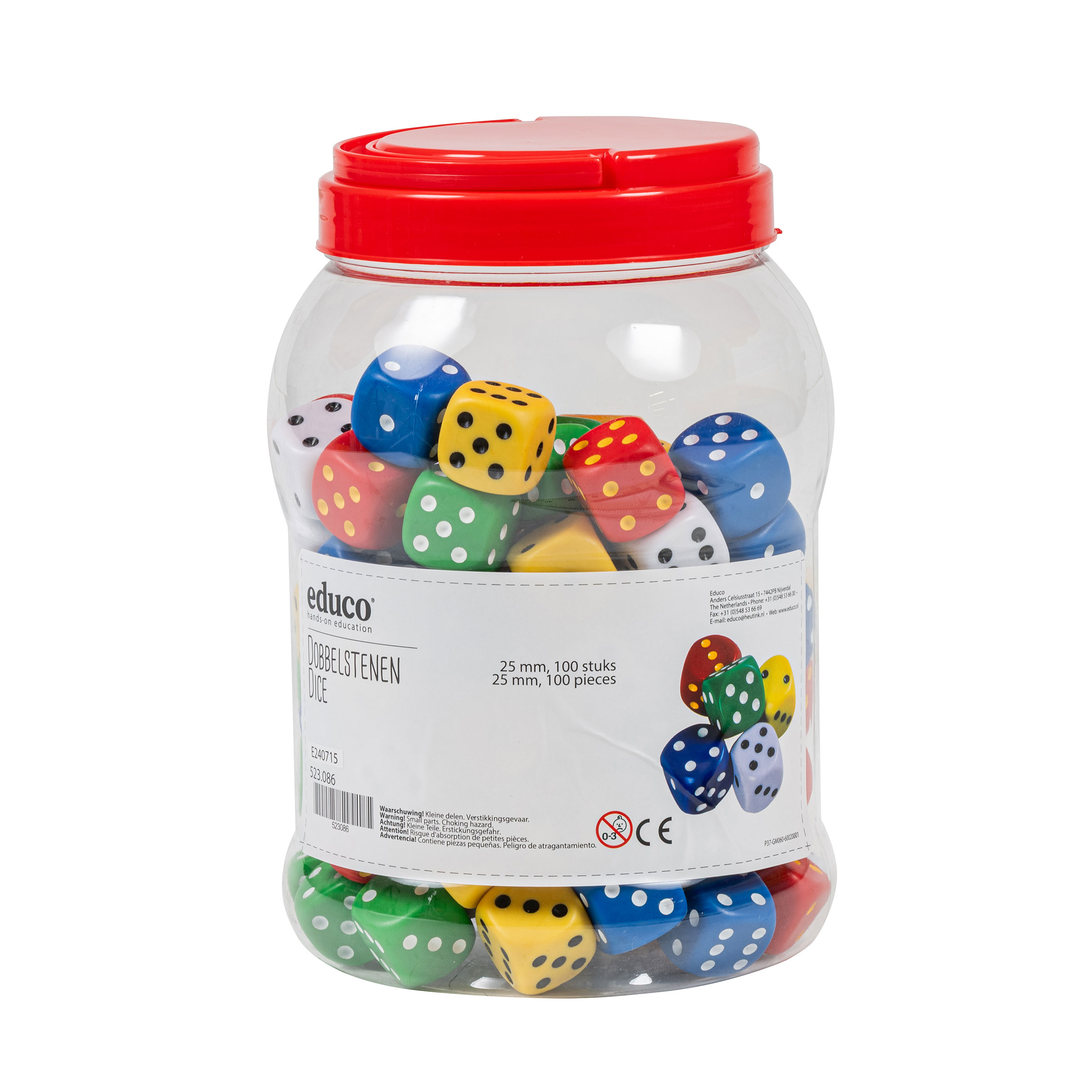 Bunte Punktewürfel 25 mm, 100 Stück - für Spiel und Rechnen