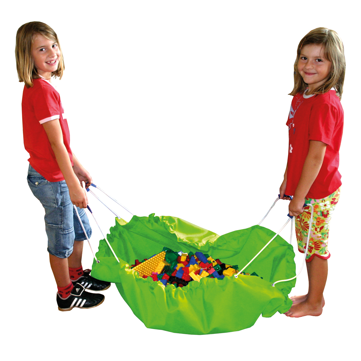 Aufräumsack Spieldecke, grün, Ø 135 cm, innenliegender Tunnelzug mit 4 Schlaufen
