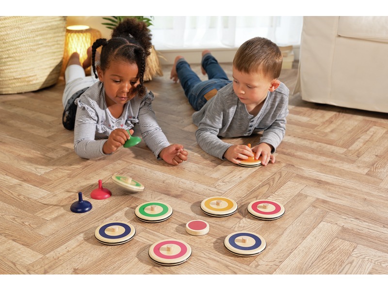 Curling-Spiel für drinnen aus Holz mit 8 Pucks und Zielscheibe, ab 6 Jahren