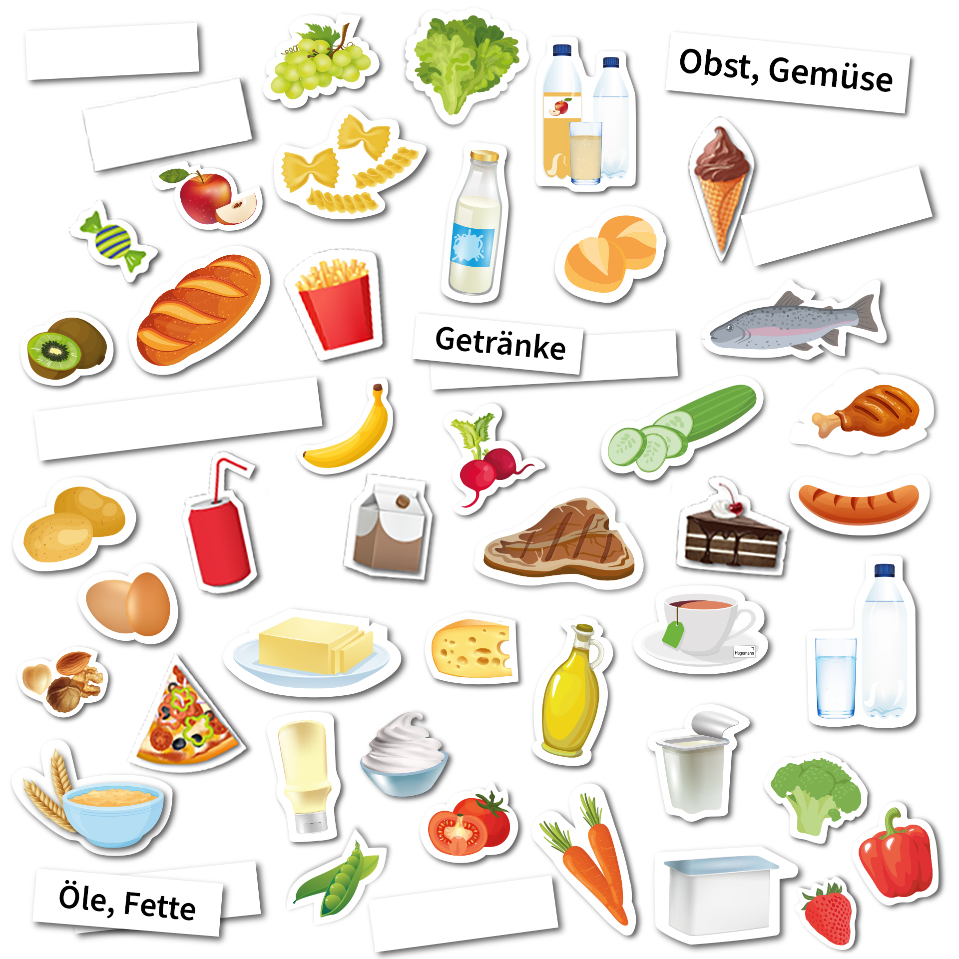 Magnetbilder Ernährungspyramide mit Lebensmitteln, 70-tlg.