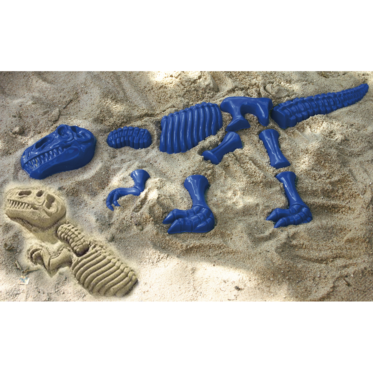 Sandformen Tyrannosaurus Rex blau, 10 teilig, Sandsaurier 73 x 30 x 5 cm