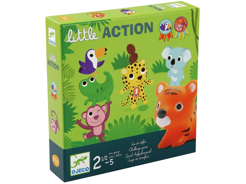 Bewegungsspiel Little Action mit 6 Tieren und 20 Aktionskarten, ab 2 Jahren