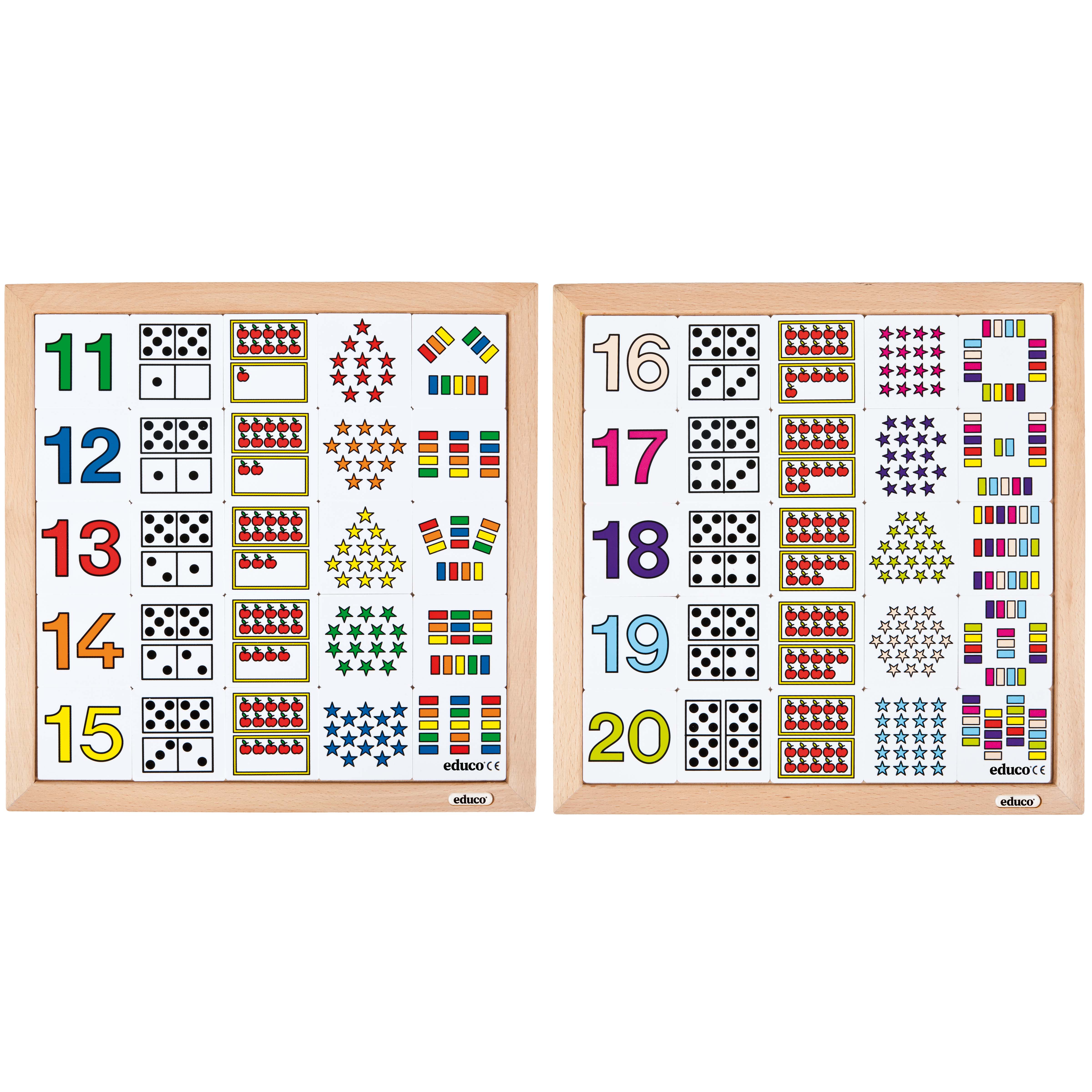 Zähldiagramm 11-20 aus Holz - Zahlen und Mengen zuordnen, ab 5 Jahre