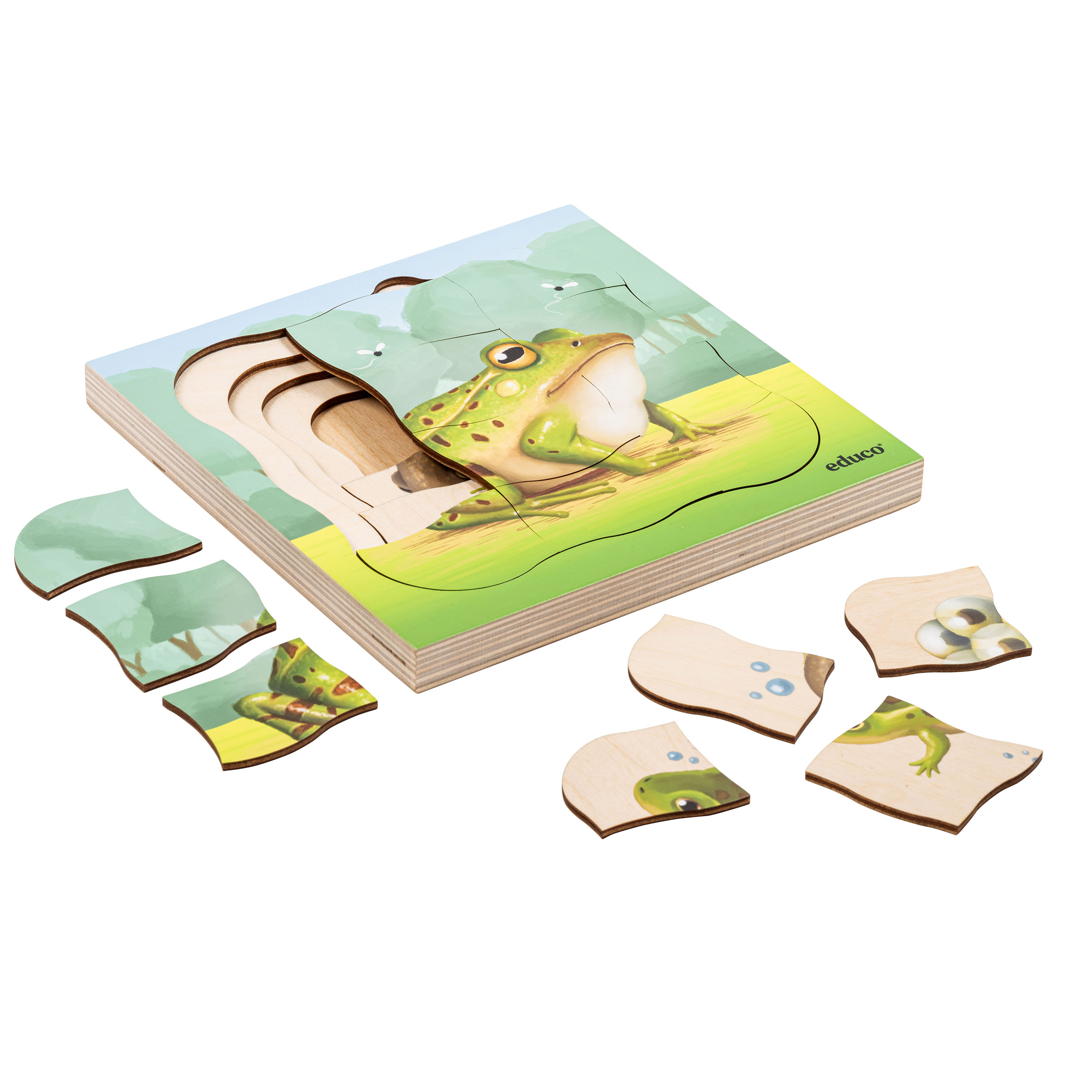 Schichtenpuzzle Im Wald – Frosch wächst, 31 Teile, Holz