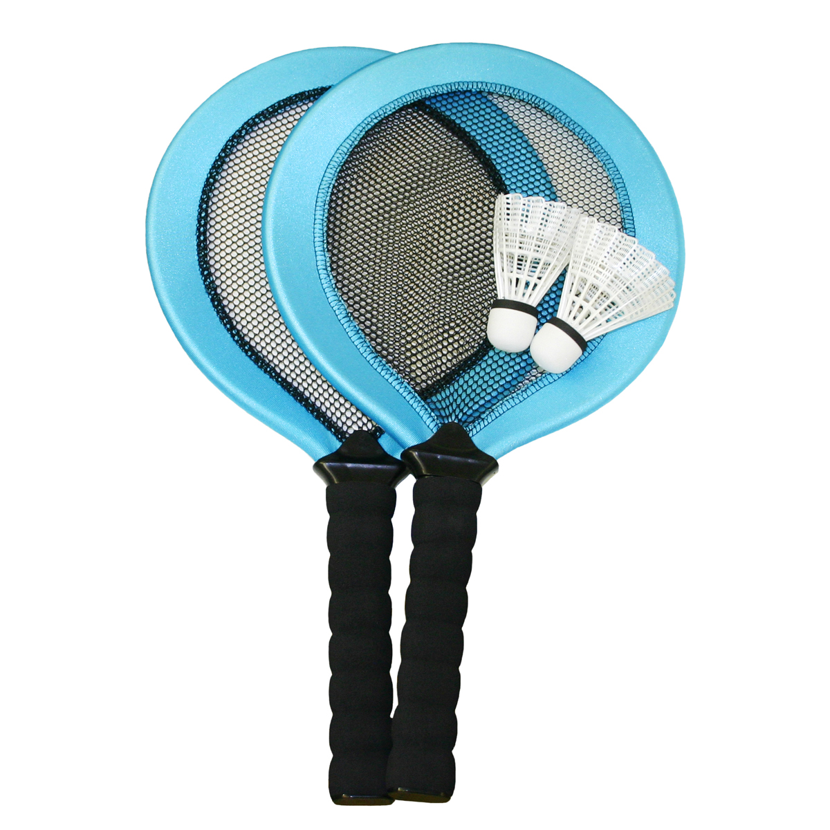 Badminton Set, 2 Rackets 45 cm, Schlagfläche Ø 24 cm, 2 Bälle