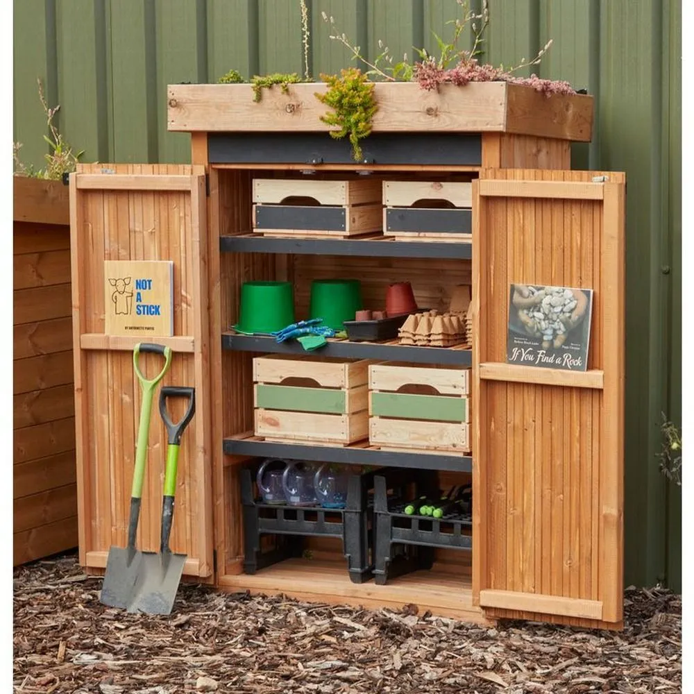Gartenhaus für Geräte, mit Gründach, für Schulgärten, aus Holz, Outdoor