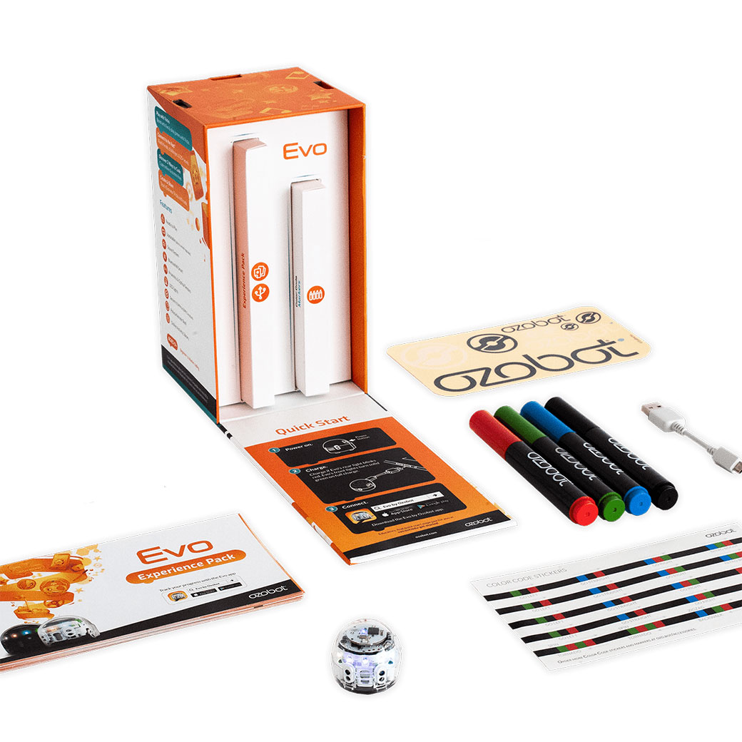 Ozobot Evo Programmierroboter, Starter Set, einzeln, mit App-Steuerung, ab 8 Jahren