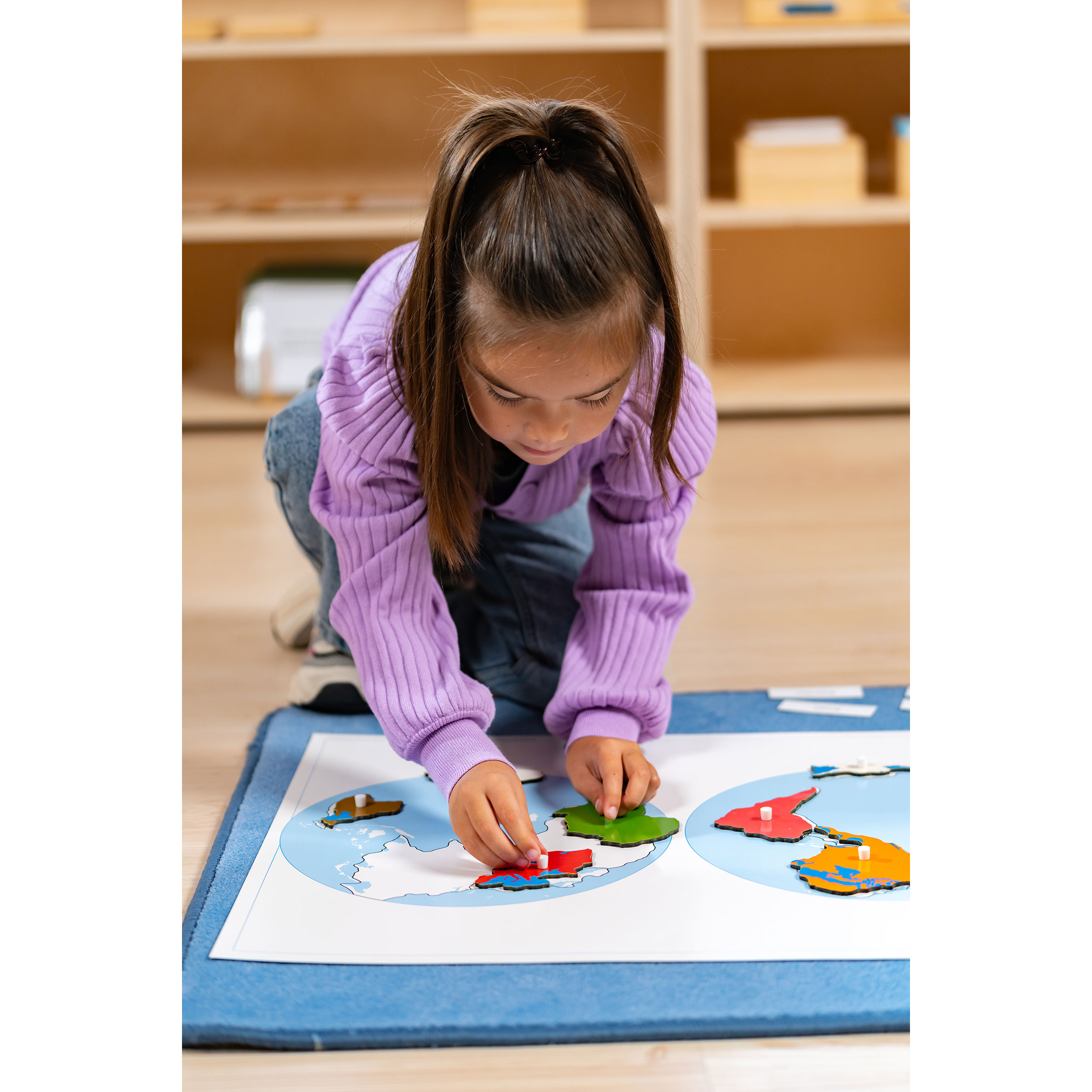 Puzzlekarte Erdteile - Montessori Geographie