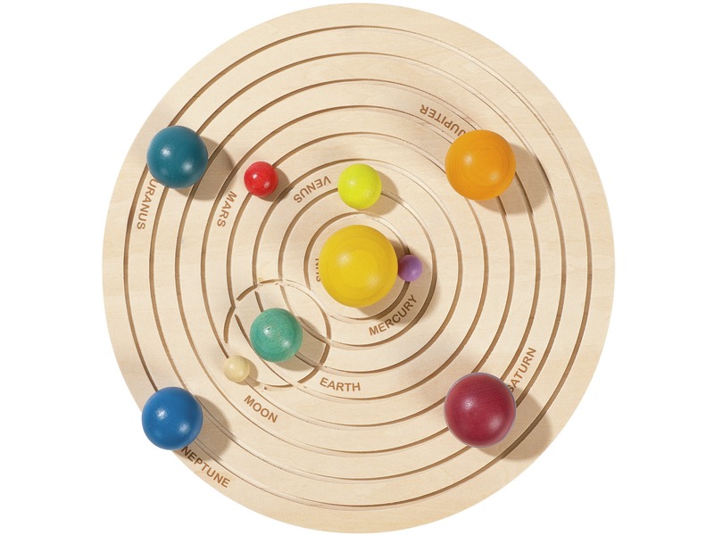 Sonnensystem 3D aus Holz, Legespiel mit 10 Planeten, ab 3 Jahren