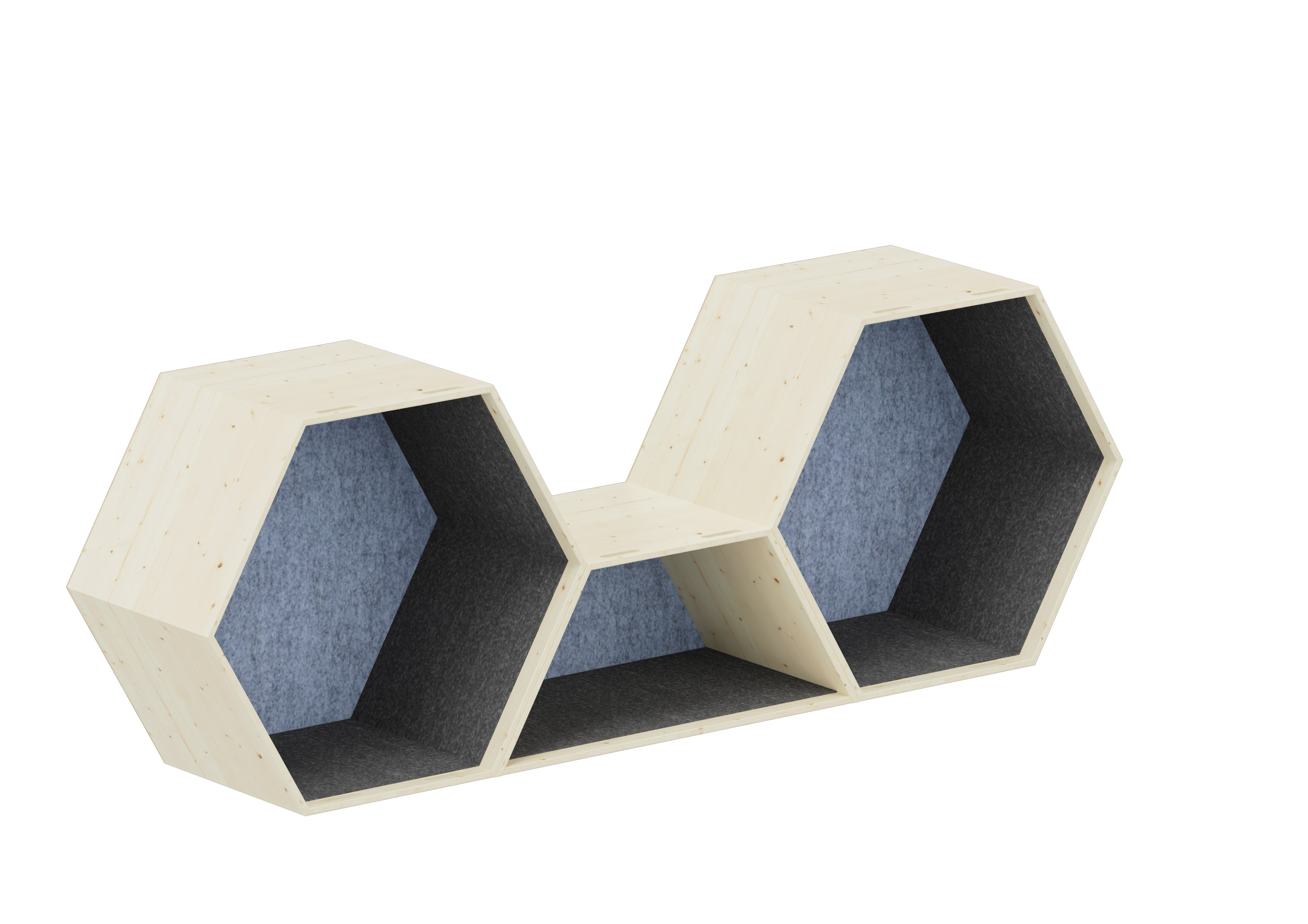 Lernwabe® Flip Set M: 2 ganze + 1 halbe Wabe Größe M, Seiten grau, Rückwand hellblau