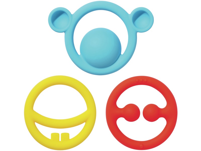 Fidget-Ringe Nigi, Nagi & Nogi aus Silikon, Ø 6,5 cm, ab 0 Jahren, mehrfarbig