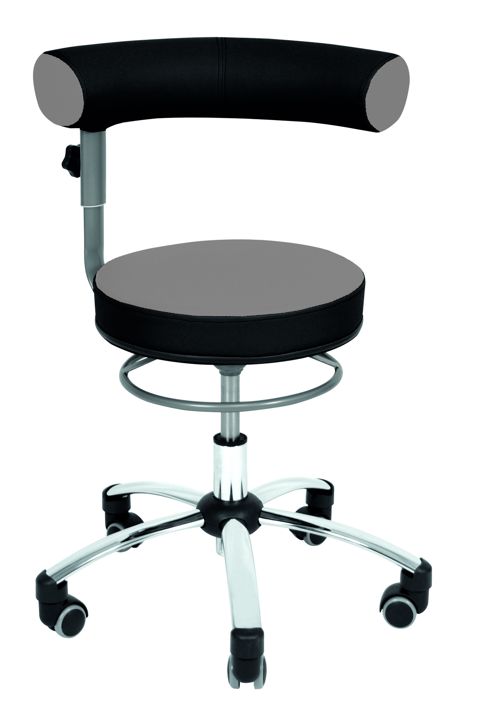Sanus Gesundheitsstuhl 46-54 cm mit höhenverstellbarer Lehne, Stoff grau/schwarz, mit Bürorollen