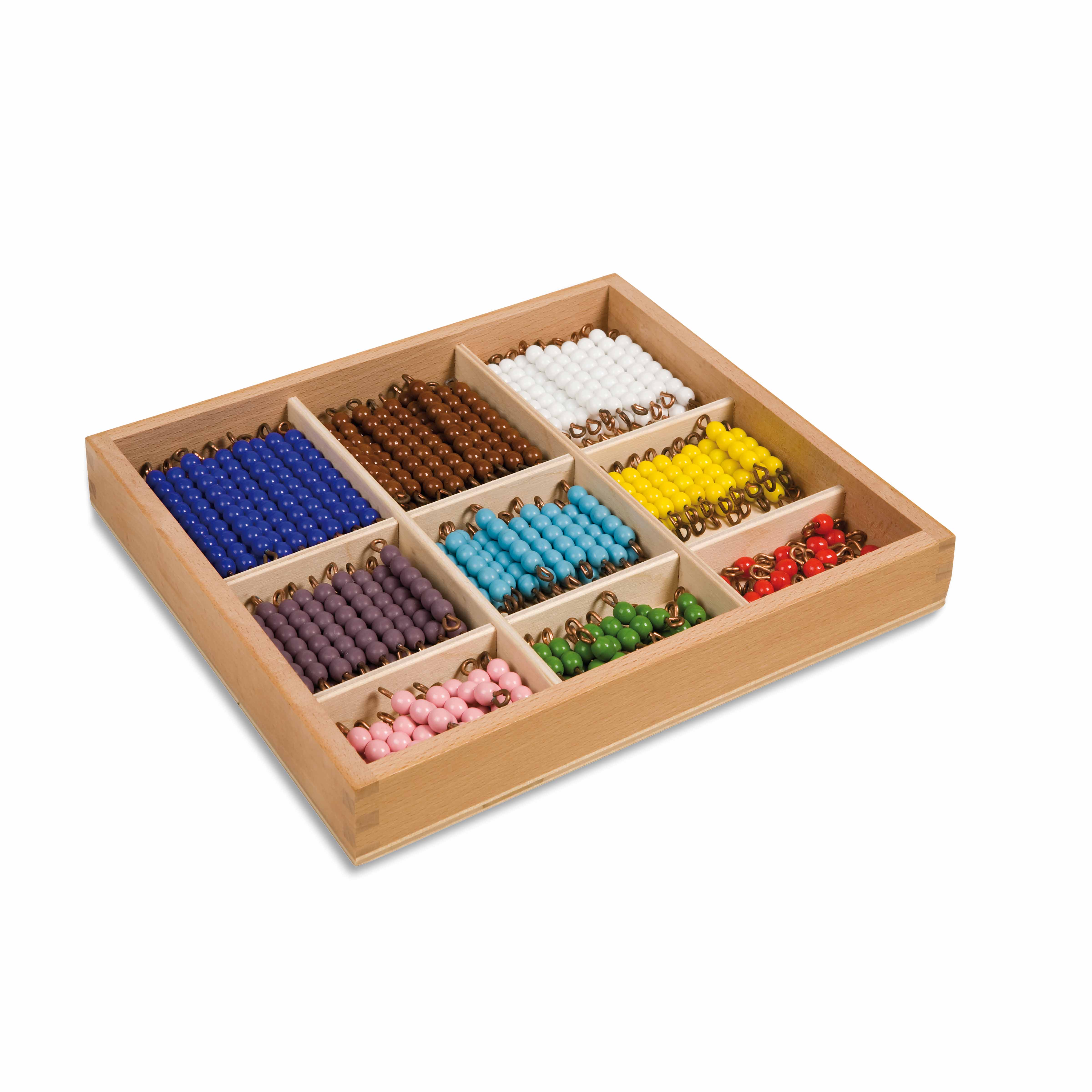 Kasten mit Perlenstäbchen für das Multiplikationsbrett: Lose Perlen (Glas) - Montessori Mathematik