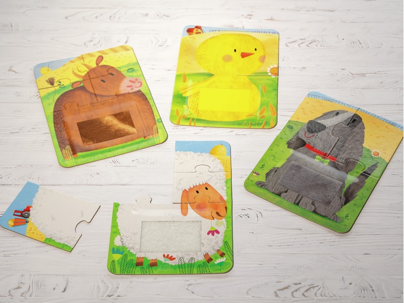 Tastpuzzles Bauernhoftiere mit fühlbaren Texturen, ab 2 Jahren