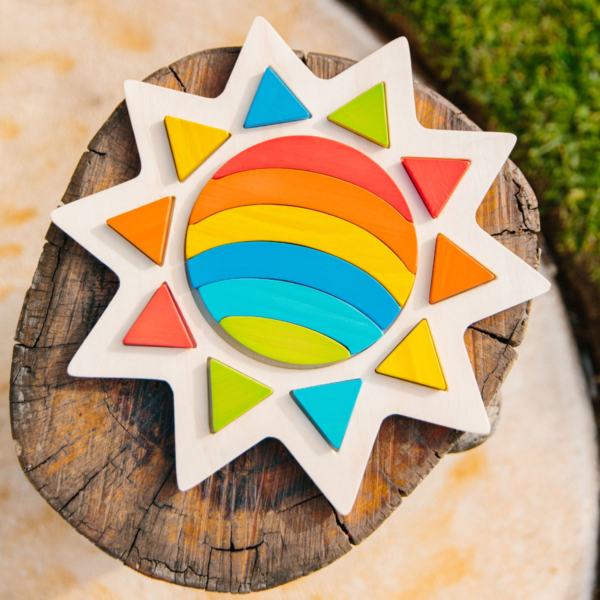 Holzbausteine-Set, Sortierspiel Sonne, bunt, 16-teilig