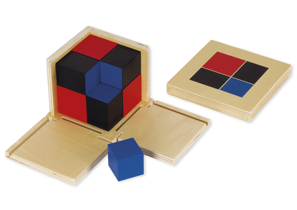 Montessori Binomischer Kubus, Binomischer Würfel in Holzbox
