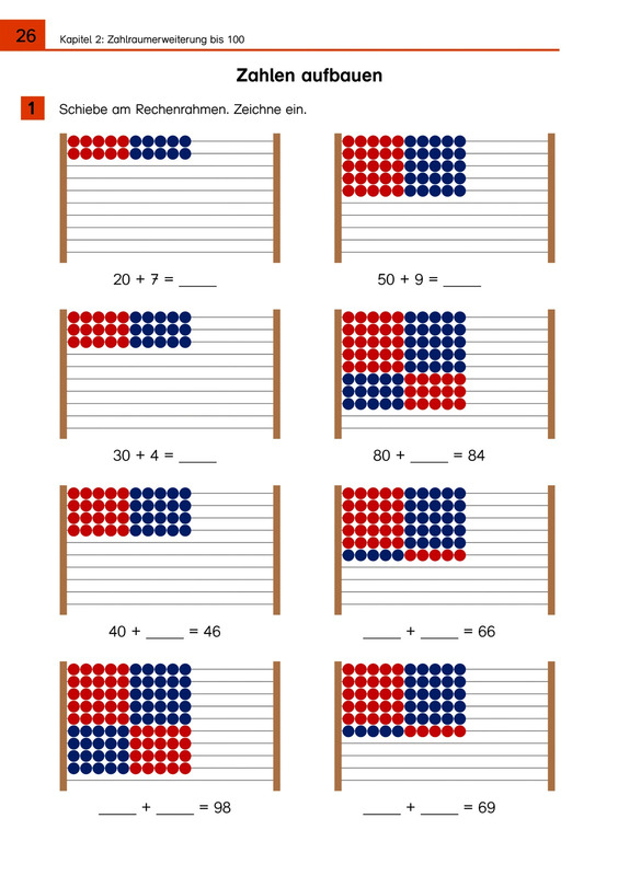 Rechnen lernen mit dem 100er-Rechenrahmen, Zahlraumerweiterung, Addition und Subtraktion , 2.Klasse