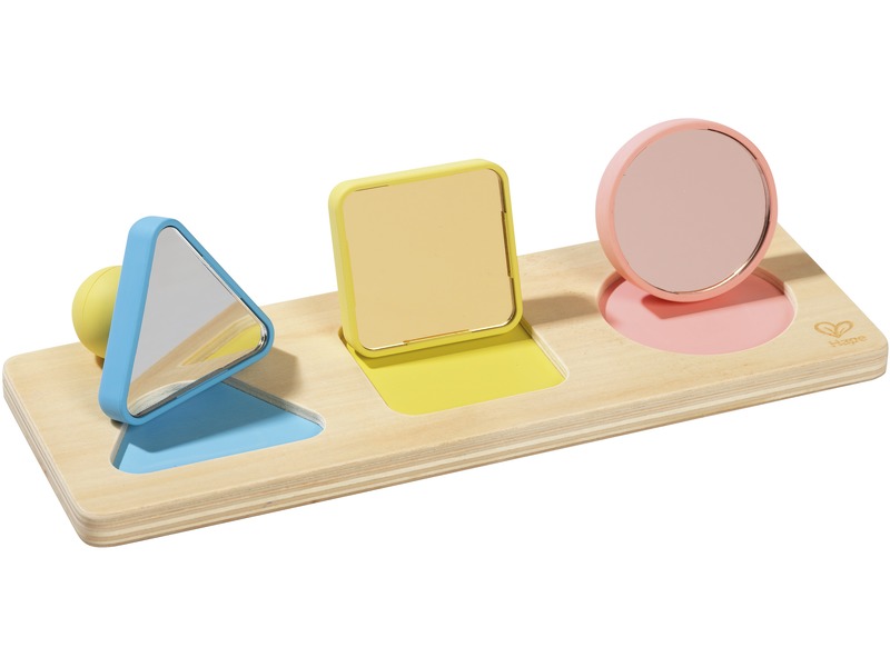 Formensteckspiel mit Spiegeln aus Holz, pastell, ab 10 Monaten