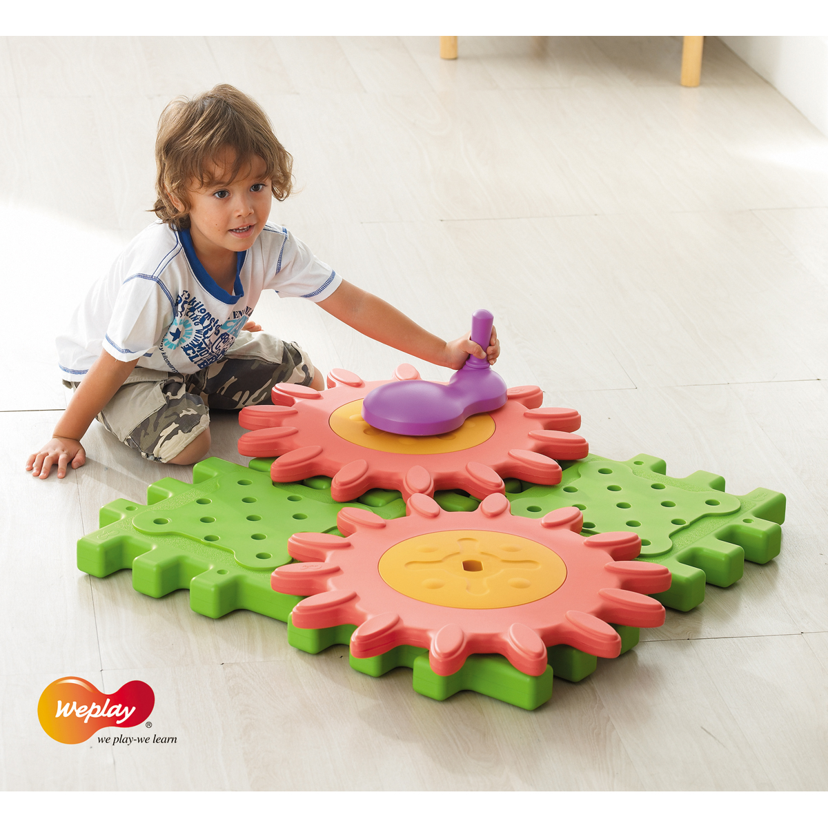 We Block Gears Zahnradset mit Kurbeln und Platten, Ø 52 cm, ab 2 Jahren